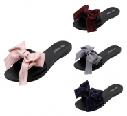 Fashionable beach slippers, bow slippers, comfortable flat-heeled women's shoes