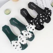 Wave-point bow slippers, summer flat heel, slippery and non-slippery Beach