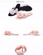 Fashion jelly shoes with flat sole and comfortable non-skid camellia flower