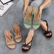 Crossed low heel women's sandals thick soled women's shoes